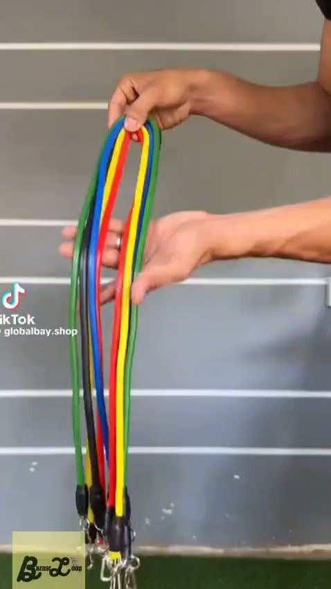 11‑Piece Resistance Band Set – Strength, Yoga & Home Workout